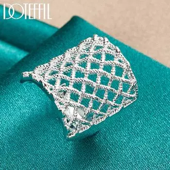 Кольцо из стерлингового серебра 925 пробы с квадратной сеткой, модные свадебные украшения 6#