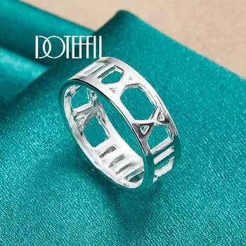 Кольцо из стерлингового серебра 925 пробы с полыми римскими цифрами, модные свадебные украшения 5#