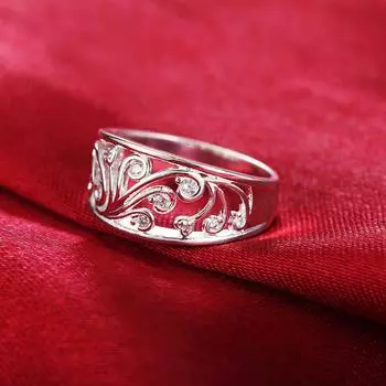 Кольцо из стерлингового серебра 925 пробы с цирконом и узором AAA, модные свадебные украшения 7#