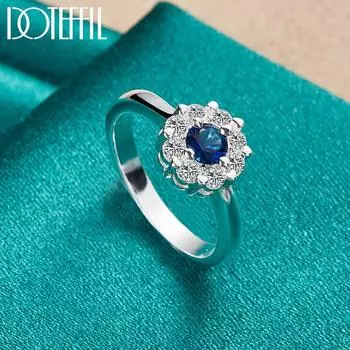 Кольцо из стерлингового серебра 925 пробы с круглым цирконием AAA, модные свадебные украшения 7#