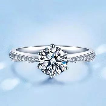 Кольцо из стерлингового серебра 925 пробы с муассанитом, шестью когтями, классическое, подарок на День святого Валентина, модное, женское, 1 каратное кольцо opening adjustable