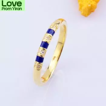 Кольцо из стерлингового серебра 925 пробы, темно-синее эмалированное кольцо в полоску для женщин, подарок на свадьбу, модные украшения 6