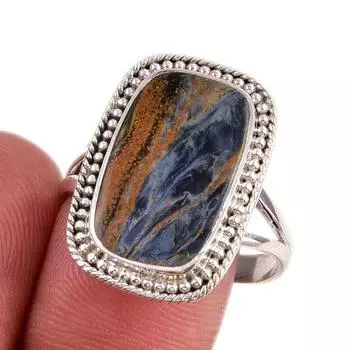 Кольцо из стерлингового серебра 925 пробы с натуральным драгоценным камнем Питерсит, размер 10 M1D34