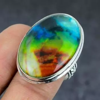 Кольцо из стерлингового серебра 925 пробы с натуральным стеклянным драгоценным камнем Dicorich, размер 8 s5E09