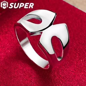 Кольцо из стерлингового серебра 925 пробы с геометрическим узором, модные свадебные украшения 7#