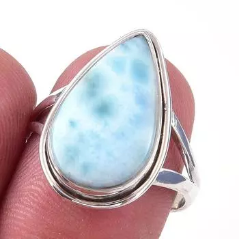 Кольцо из стерлингового серебра 925 пробы с драгоценным камнем Natural Republic Larimar S.8 v2S71