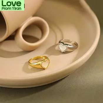 Кольцо из стерлингового серебра 925 пробы с сердцем любви для женщин, золото, серебро, модные вечерние свадебные украшения, кольцо на палец, подарок S-R952 Resizable золотой
