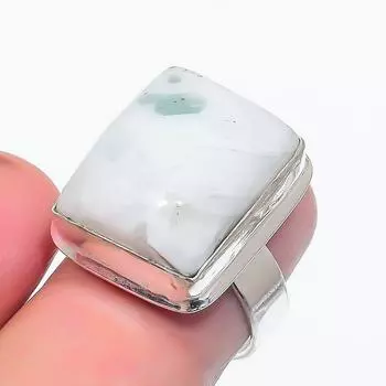 Кольцо из стерлингового серебра 925 пробы с натуральным радужным лунным камнем, размер 6,5 k0v62