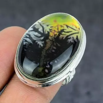 Кольцо из стерлингового серебра 925 пробы с натуральным стеклянным драгоценным камнем Dicorich, размер 9 o0c34