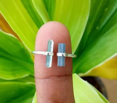 Кольцо из стерлингового серебра 925 пробы с сине-зеленым турмалином, размер 7, США, Рождество 7 US