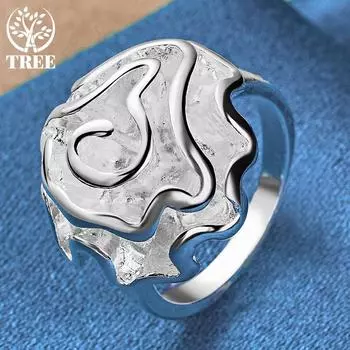 Кольцо из стерлингового серебра 925 пробы с розой, модные свадебные украшения 6#