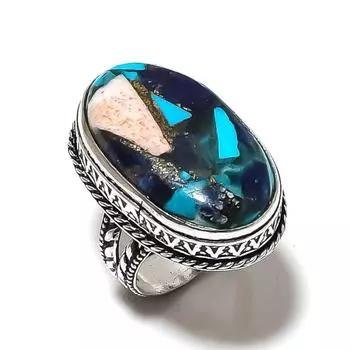 Кольцо из стерлингового серебра 925 пробы с натуральным драгоценным камнем колючей устрицы, размер 8,5 E3L32 ручной работы