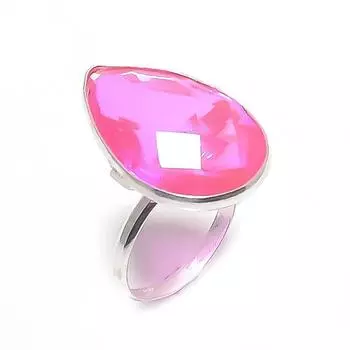 Кольцо из стерлингового серебра 925 пробы с натуральным розовым рубиллитом, размер 7,5 K7b04