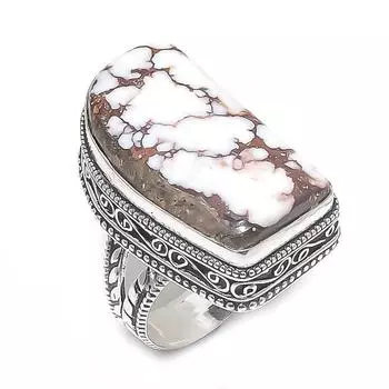 Кольцо из стерлингового серебра 925 пробы с натуральным диким конем, размер 9 г2Z62