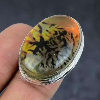 Кольцо из стерлингового серебра 925 пробы с натуральным стеклянным драгоценным камнем Dicorich, размер 6 b5M56