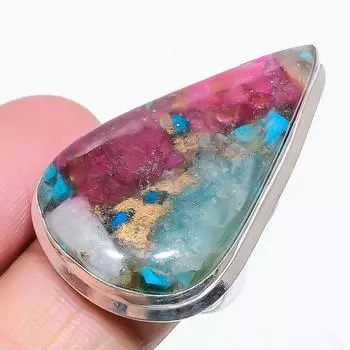 Кольцо из стерлингового серебра 925 пробы с натуральным драгоценным камнем колючей устрицы, размер 8,5 Y9K41 ручной работы