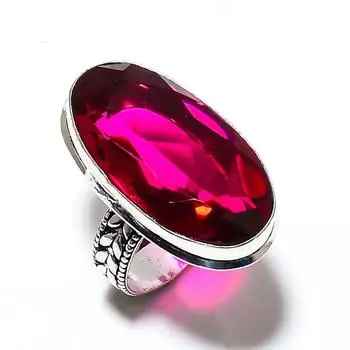 Кольцо из стерлингового серебра 925 пробы с натуральным розовым рубиллитом ручной работы, размер 9,5 w9n96