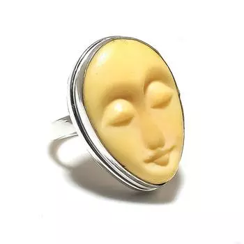 Кольцо из стерлингового серебра 925 пробы с натуральным желтым бирюзовым камнем, размер 7,5 Z0P51