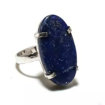Кольцо из стерлингового серебра 925 пробы с натуральным лазуритом ручной работы, размер 9 E4R24