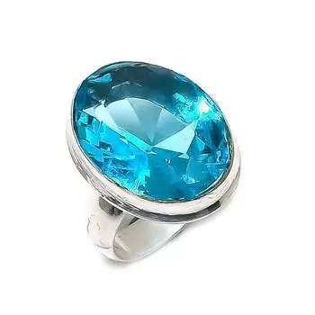 Кольцо из стерлингового серебра 925 пробы с драгоценным камнем Swiss Blue Topaz, размер 5, s4J73