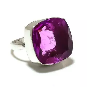 Кольцо из стерлингового серебра 925 пробы с натуральным розовым рубиллитом ручной работы, размер 9 v6W23