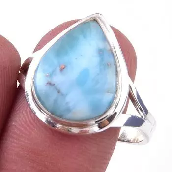 Кольцо из стерлингового серебра 925 пробы с драгоценным камнем Natural Republic Larimar S.9 g0N69