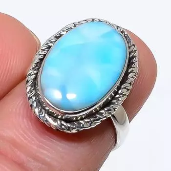 Кольцо из стерлингового серебра 925 пробы с драгоценным камнем Natural Republic Larimar S.6 U8t26