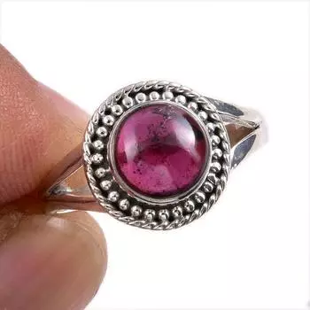 Натуральный гранат драгоценный камень 925 пробы серебро кольцо размер 7,5 d6P57