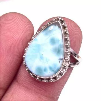 Кольцо из стерлингового серебра 925 пробы с драгоценным камнем Natural Republic Larimar S.7 G8g37