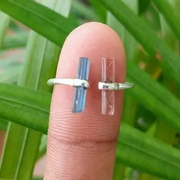 Кольцо из стерлингового серебра 925 пробы с сине-зеленым турмалином, размер 7, США, Рождество 7 US