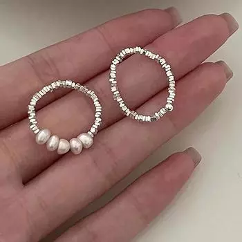 Кольцо из стерлингового серебра 925 пробы с жемчугом и поломанным серебром для женщин, стильный дизайн, индивидуальность, чувство дизайна, закрытый палец