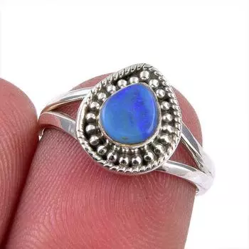 Кольцо из стерлингового серебра 925 пробы с натуральным австралийским опалом, размер 5,5, D6q50