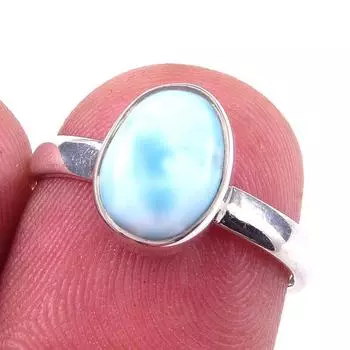 Кольцо из стерлингового серебра 925 пробы с драгоценным камнем Natural Republic Larimar S.6 g7A81