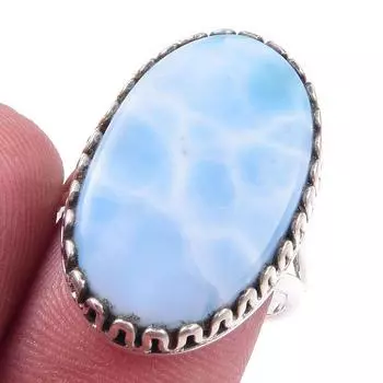 Кольцо из стерлингового серебра 925 пробы с драгоценным камнем Natural Republic Larimar S.7 W2N12