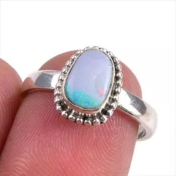 Кольцо из стерлингового серебра 925 пробы с натуральным австралийским опалом S.7 C1c62