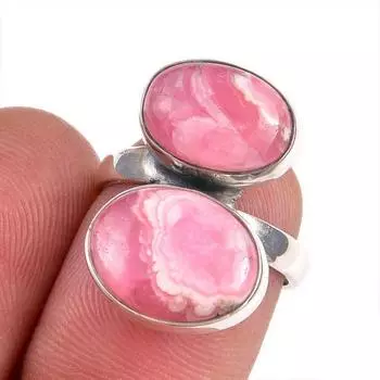 Кольцо из стерлингового серебра 925 пробы с натуральным родохрозитом S.6 l9S16