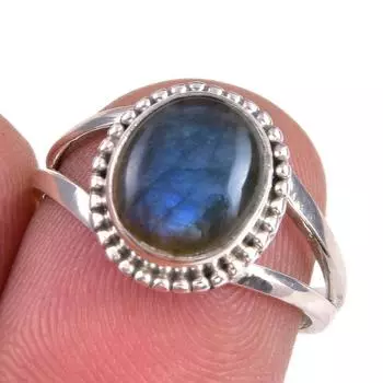 Кольцо из стерлингового серебра 925 пробы с натуральным лабрадоритом S.6.5 p6z05