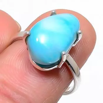 Кольцо из стерлингового серебра 925 пробы с драгоценным камнем Natural Republic Larimar S.8 O5b32