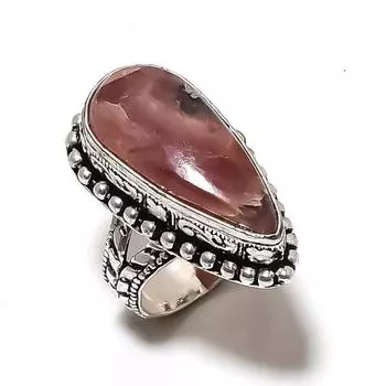 Кольцо из стерлингового серебра 925 пробы с натуральным родохрозитом ручной работы, размер 9 D5I63