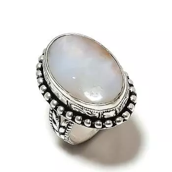 Кольцо из стерлингового серебра 925 пробы с натуральным драгоценным камнем хризопраз ручной работы, размер 7,5 o1m44