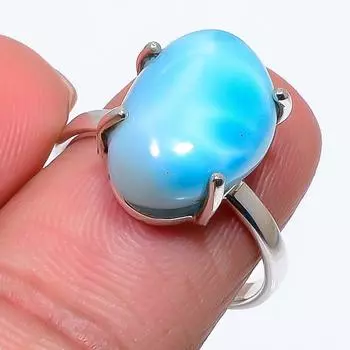Кольцо из стерлингового серебра 925 пробы с драгоценным камнем Natural Republic Larimar S.8 Q4C48