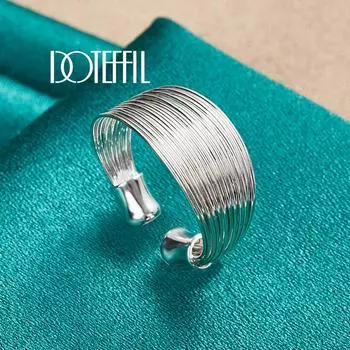 Кольцо из стерлингового серебра 925 пробы с несколькими линиями, модные свадебные украшения Adjustable