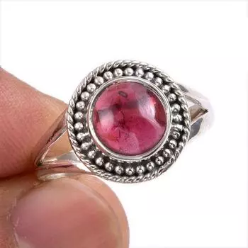 Кольцо из стерлингового серебра 925 пробы с натуральным гранатом, размер 7,5 b8U24