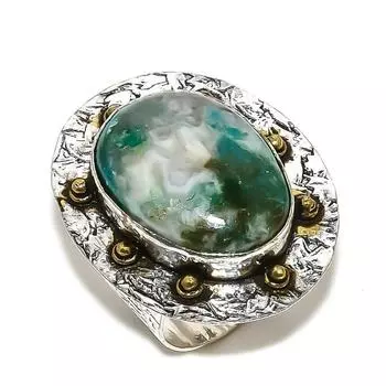 Кольцо из стерлингового серебра 925 пробы с натуральным квантовым драгоценным камнем Quatrro, двухцветное кольцо, размер 8 u1t99