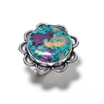 Кольцо из стерлингового серебра 925 пробы с натуральным драгоценным камнем колючей устрицы, размер 7,5 m1P34 ручной работы