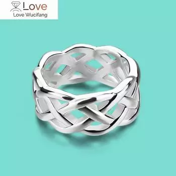 Кольцо из стерлингового серебра 925 пробы, женское классическое сетчатое кольцо, шикарное ювелирное украшение, кольцо-хвост, аксессуары для коктейльной вечеринки, размер 6#-9# 9