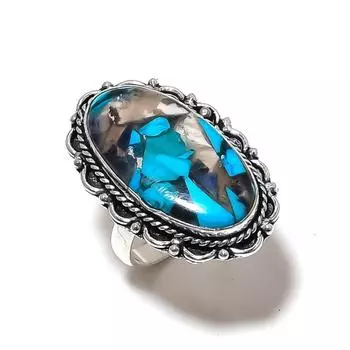 Кольцо из стерлингового серебра 925 пробы с натуральным драгоценным камнем колючей устрицы, размер 8,5 C5A64 ручной работы