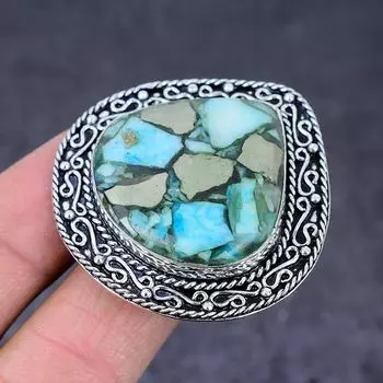 Кольцо из стерлингового серебра 925 пробы с натуральным драгоценным камнем колючей устрицы, размер 8 m5U19 ручной работы