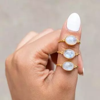 Кольцо из стерлингового серебра 925 пробы с лунным камнем, кольцо с драгоценным камнем из лунного камня, серебряные подвески, кольцо из желтого золота, женское кольцо 6