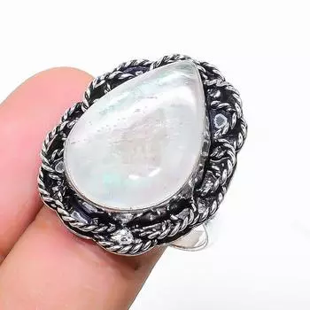 Кольцо из стерлингового серебра 925 пробы с натуральным кристаллом кварца ручной работы, размер 9 K7Q22